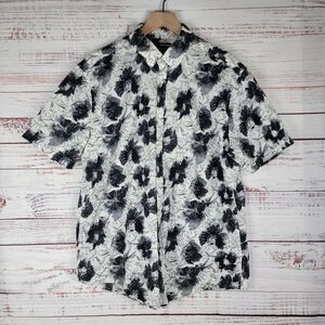Murano Mens Size L Tropical Floral Shirt Short Sleeve Cotton Button Down